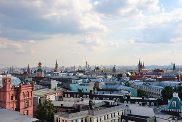 View over central Moscow from the rooftop of the Central Children's Store on Lubyanka in Moscow, Russia