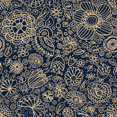 seamless pattern with hand drawn flowers