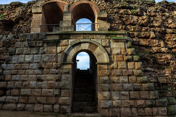 Fototapeta na wymiar Door to the bleachers. Ancient Roman Theater of Merida. Extremadura. Spain.