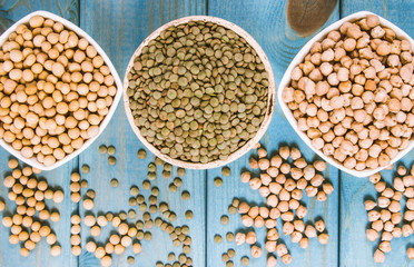 Vegetable protein, legume seeds. Conception of healthy eating.