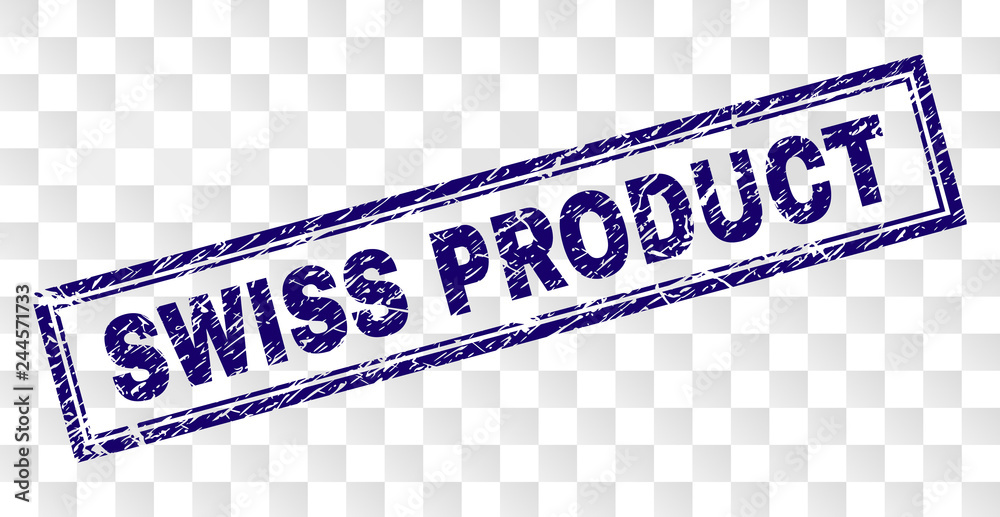 Canvas Prints swiss product stamp seal print with scratched style and double framed rectangle shape. stamp is plac