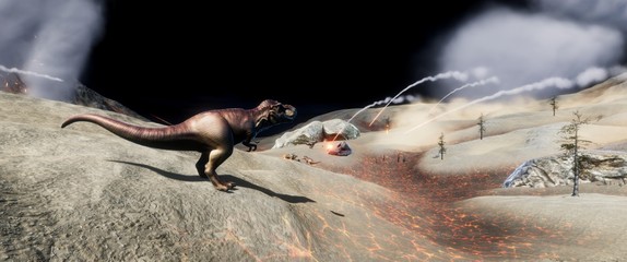 Extremely detailed and realistic high resolution 3d illustration of a T-Rex during the Dinosaur Extinction © Sasa Kadrijevic