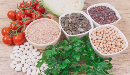 Food ingredients containing a large amount of zinc. Healthy diet.