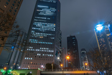 Shinjuku business landmark buildings at night, Shinjuku, Tokyo, Japan