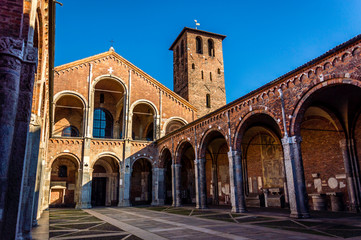 Fototapeta na wymiar Church Basilica of Sant'Ambrogio in the center of Milan