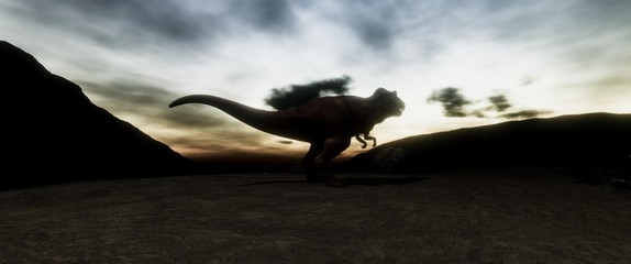 Extremely detailed and realistic high resolution 3d illustration of a T-Rex during the Dinosaur Extinction © Sasa Kadrijevic