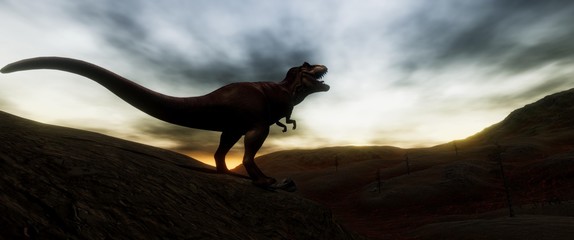 Extremely detailed and realistic high resolution 3d illustration of a T-Rex during the Dinosaur Extinction © Sasa Kadrijevic