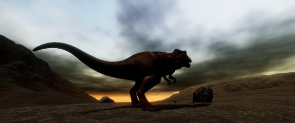 Extremely detailed and realistic high resolution 3d illustration of a T-Rex during the Dinosaur Extinction © Sasa Kadrijevic
