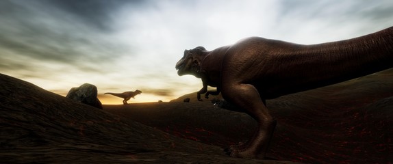 Extremely detailed and realistic high resolution 3d illustration of a T-Rex during the Dinosaur Extinction © Sasa Kadrijevic