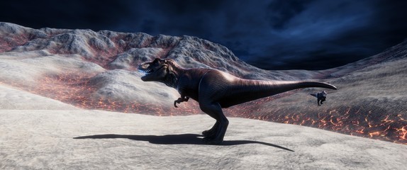 Extremely detailed and realistic high resolution 3d illustration of a T-Rex during the Dinosaur Extinction © Sasa Kadrijevic