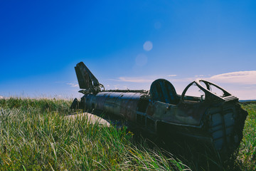 old forgotten plane on lake