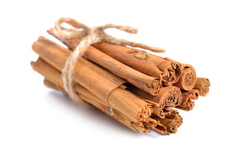 Cinnamon sticks from Sri Lanka isolated on white background