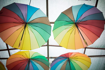 Colorful umbrellas background. Colorful umbrellas in the sky