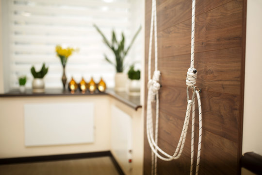 ropes for stretching and physical training. Kurunta yoga class