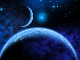 alien planetary system, 3d illustration