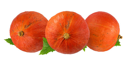 Fresh pumpkin isolated on white background with clipping path
