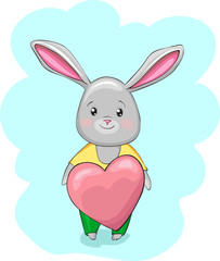 cute bunny with heart for design