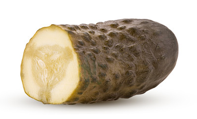 Marinated pickled cucumbers cut in half