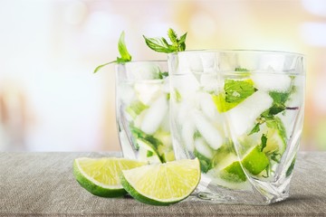 Fresh Mojito cocktail on background