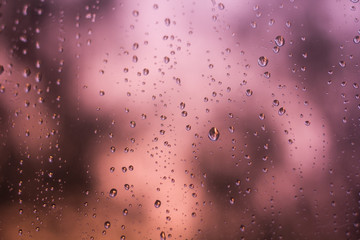 water drops on the glass. Texture of a drop of water. Water and rain