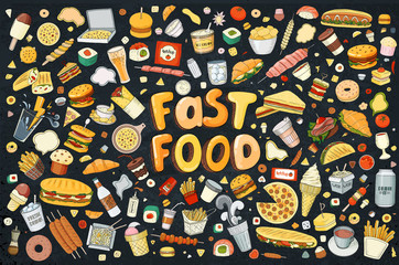Fototapeta na wymiar Fast food elements.