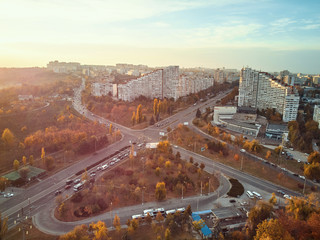 Aerial shot of Gates of the City at sunset