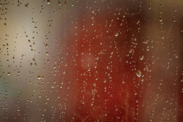 water drops on the glass. Texture of a drop of water. Water and rain