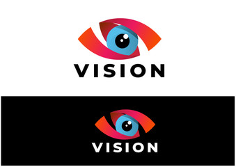 Vision eye logo. Red and blue  eye icon vector
