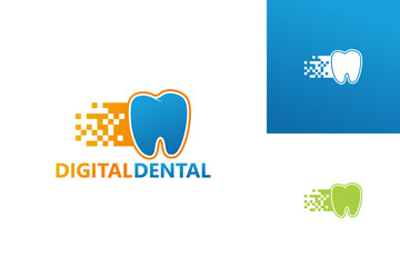 Digital Dental Logo Template Design Vector, Emblem, Design Concept, Creative Symbol, Icon
