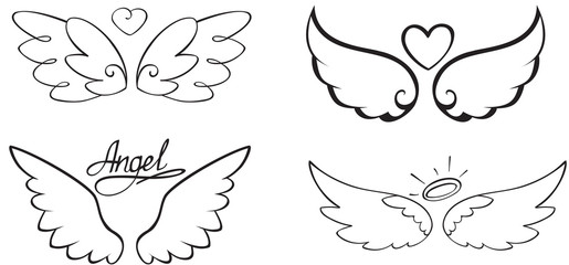 set of wings isolated on white background