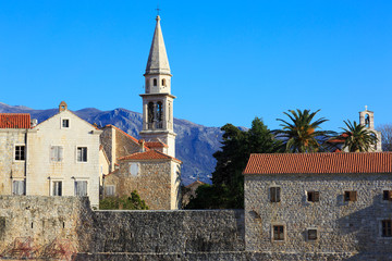 Fototapeta na wymiar Top view of the old town Budva, Montenegro