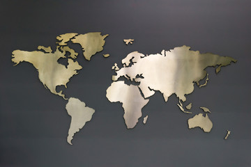 Fototapeta na wymiar World map on the wall