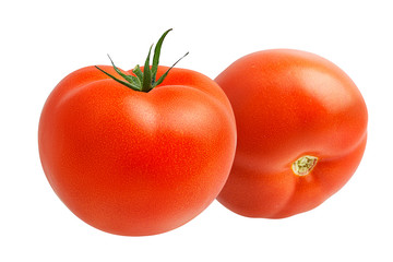 Fresh tomato isolated on white background with clipping path