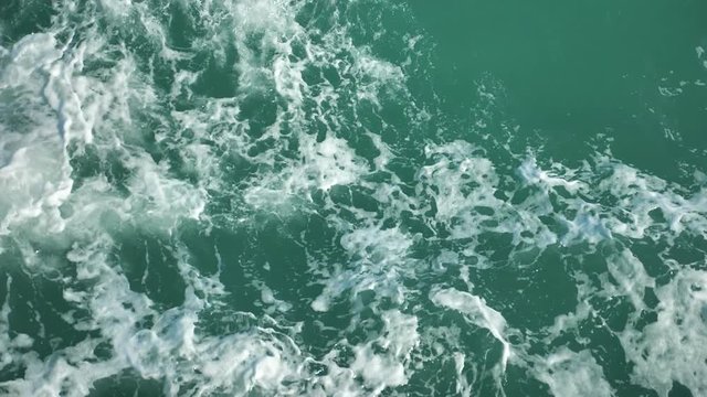 Waves after boat, slow motion,120 fps 