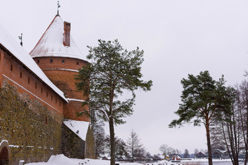 Winter break castle in winter background