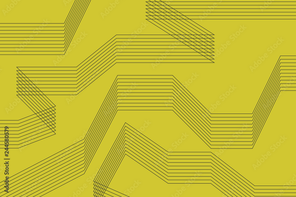 Wall mural abstract background made with repetitive thin lines in yellow color. modern vector art.