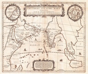 Obraz premium 1658, Jansson Map of the Indian Ocean, Erythrean Sea in Antiquity