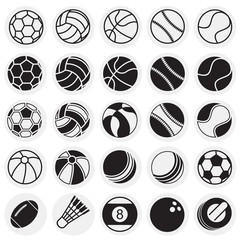 Fototapeta premium Sport ball icons set on circles background for graphic and web design, Modern simple vector sign. Internet concept. Trendy symbol for website design web button or mobile app