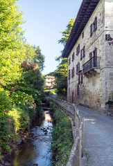 River in the Pyrenees mountains in Navarre in a cloudy day