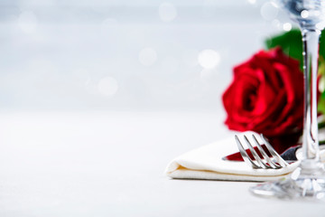 Valentine's Day or romantic dinner concept, close up