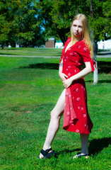 Fototapeta premium Full length portrait of a beautiful girl