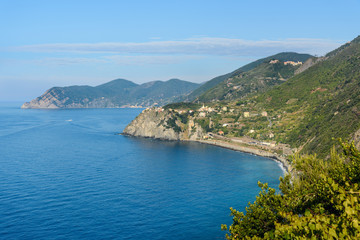 Fototapeta na wymiar View of Corniglia from Manarola. Cinque Terre. Italy