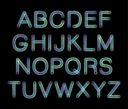 Flexible tube neon spiral 3d gradient alphabet