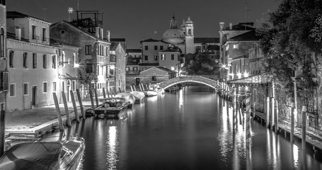 Italy beauty, night canal street in Venice, Venezia
