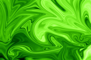 Liquid Abstract Pattern With UFO Green And Black Graphics Color Art Form. Digital Background With Liquid Poisonous Abstract UFO Green Flow.