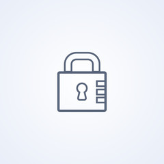 Lock encryption, vector best gray line icon