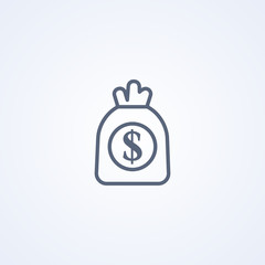 Money bag, vector best gray line icon