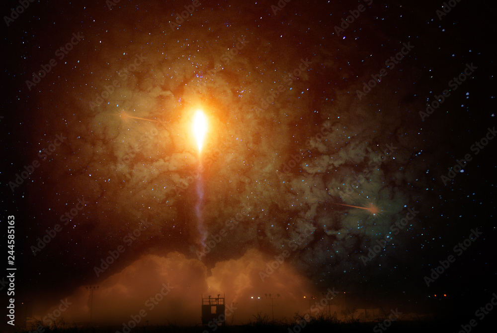 Canvas Prints missile launch at night. the elements of this image furnished by nasa.