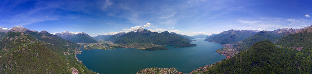 Fototapeta na wymiar Aerial panorama landscape on Como lake