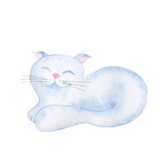 cute cat with watercolor